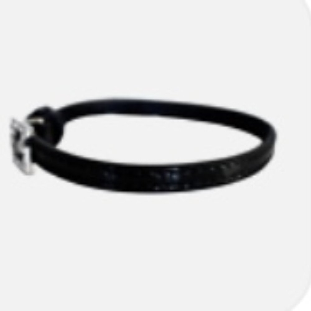 Gucci Black Leather Bracelet with Crystal Square G - Picture 3 of 6